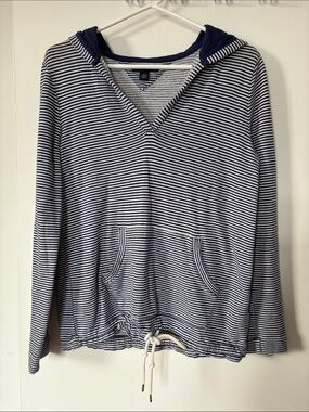 🎉4/30$🎉 Tommy Hilfiger Navy and White Striped Hooded Pullover